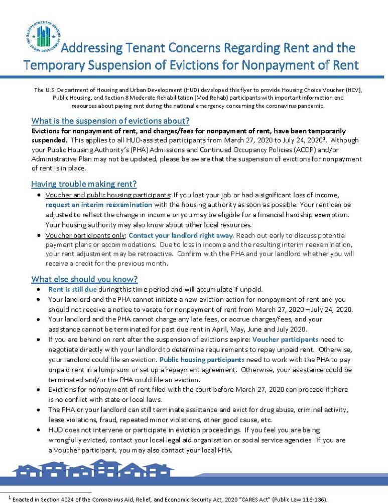 PIH Tenant Flyer on the Eviction Moratorium 