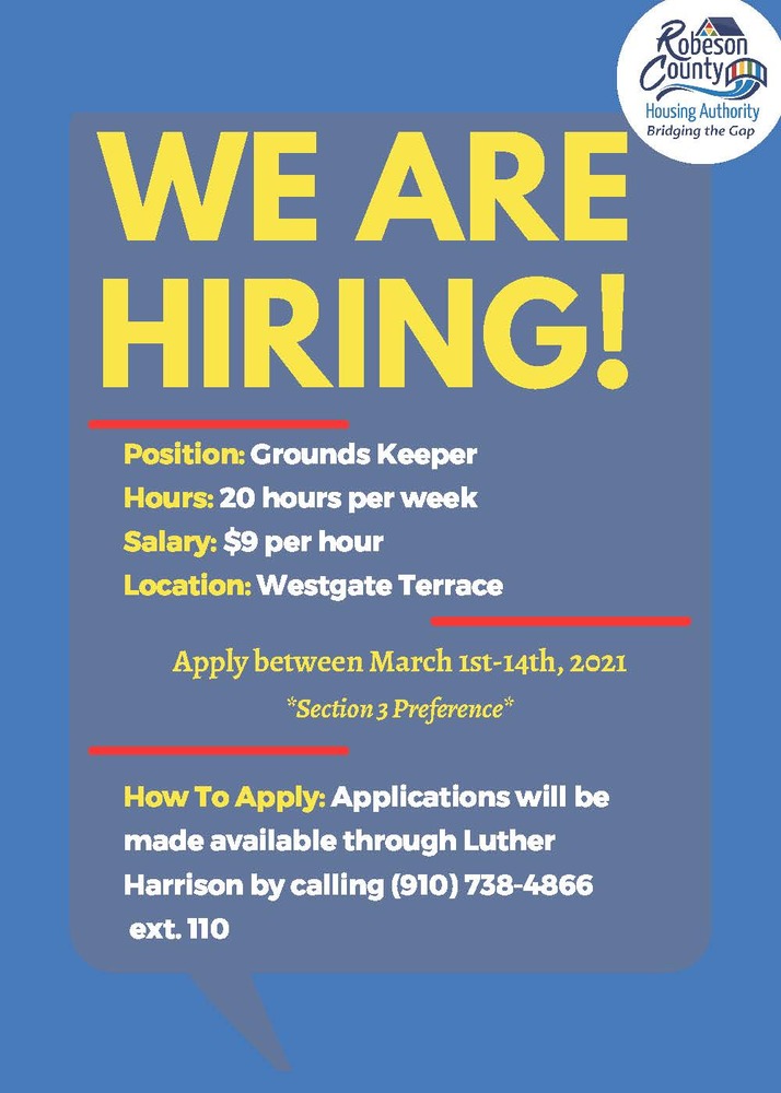 now hiring grounds keeper flyer