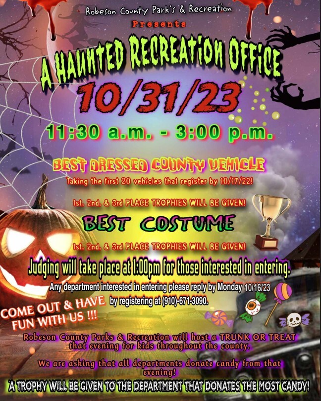 Haunted Recreation Office Flyer. All information on this flyer is listed above.
