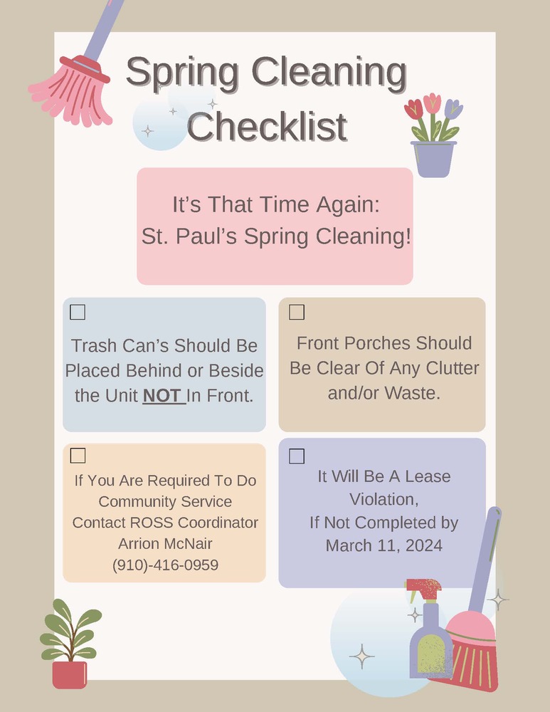 Spring Cleaning flyer. The information on this flyer is in the text above. 