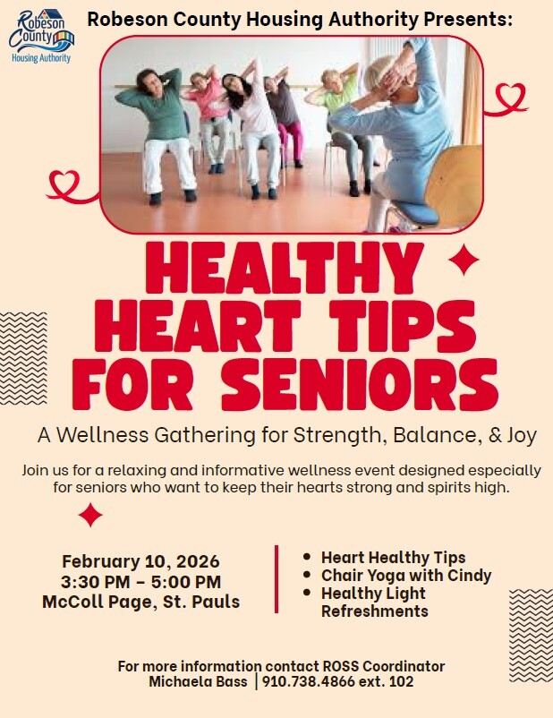 Heart Healthy Tips for Seniors flyer. All information as listed below.