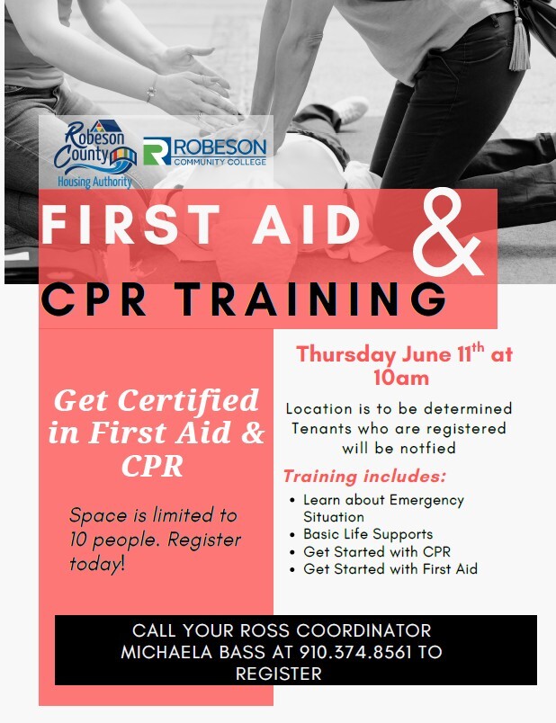 First Aid and CPR flyer. All information as listed below.