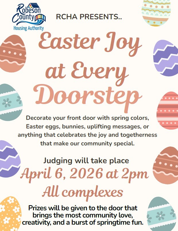 Easter Door Contest flyer. All information as listed below.