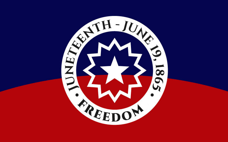 Juneteenth flag of freedom. June 19, 1865. Freedom.