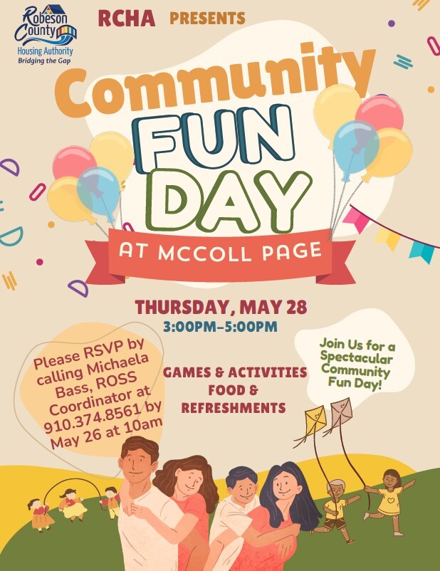 Community Fun Day flyer. All information as listed below.