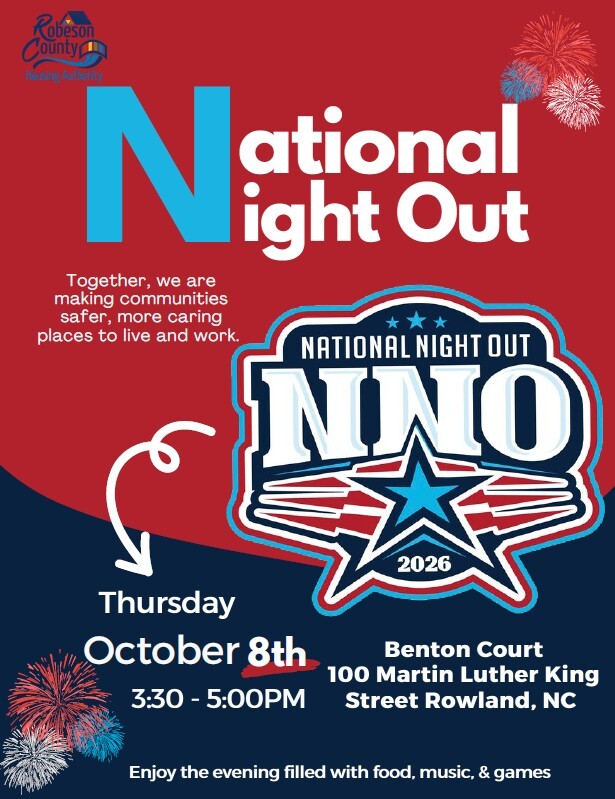 National Night Out flyer. All information as listed below.