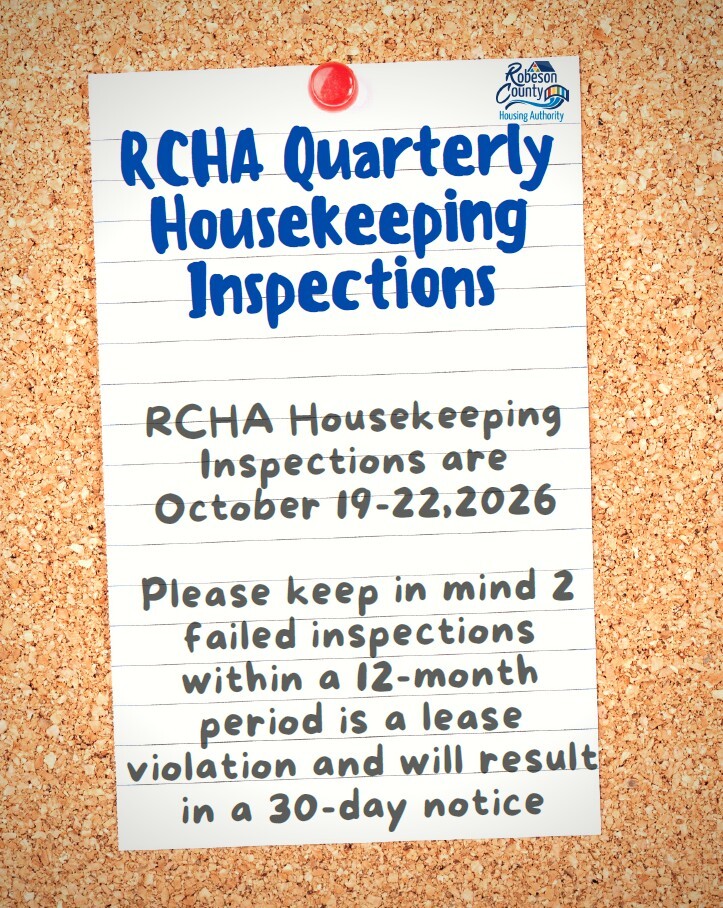House Inspections flyer. All information as listed below.