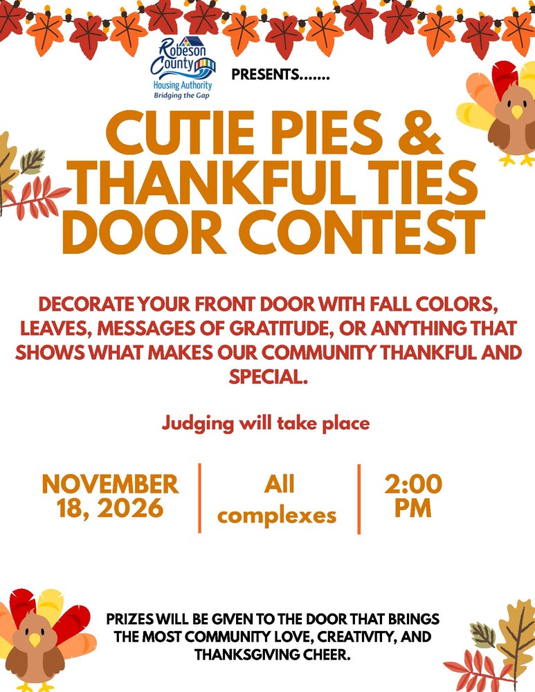 Thanksgiving Door Contest flyer, the text on the flyer is in the text above. 