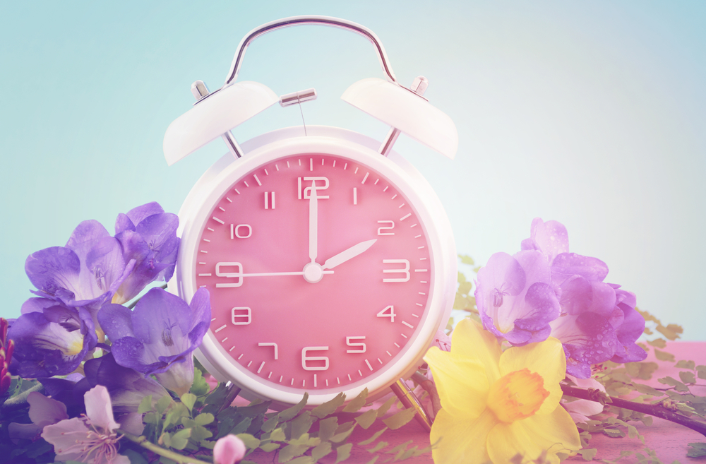 clock with spring flowers